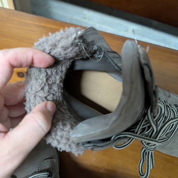 BAMBOO Gray Lace Up Boots with Chunky Heel - Picture 7 of 8